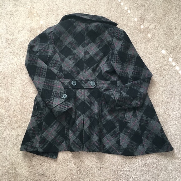 Very Warm Wool Plaid Peacoat - Picture 3 of 3